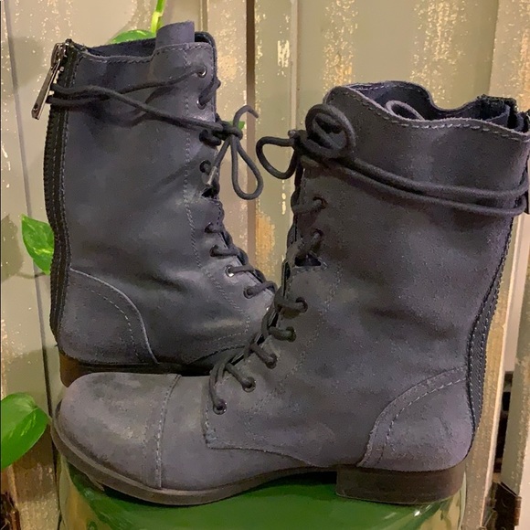 Aldo indigo blue suede lace up and zip up boots - Picture 8 of 9